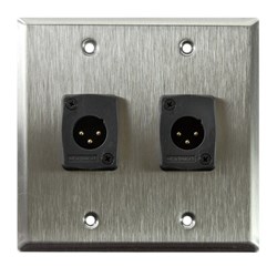 Whirlwind Wall Plate - 2 Gang Stainless Steel 2 Whirlwind WC3M Male XLRS